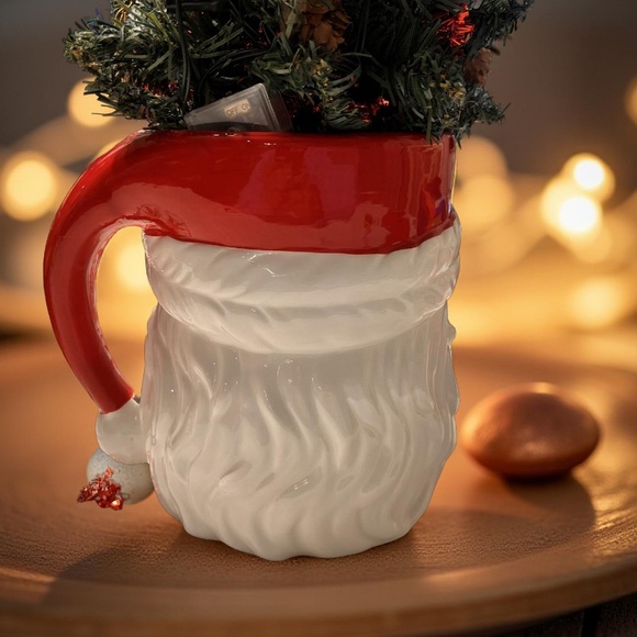 Santa Claus Winking Mug Centerpiece New Large Height  7” Across 5” Vase only - Picture 11 of 16